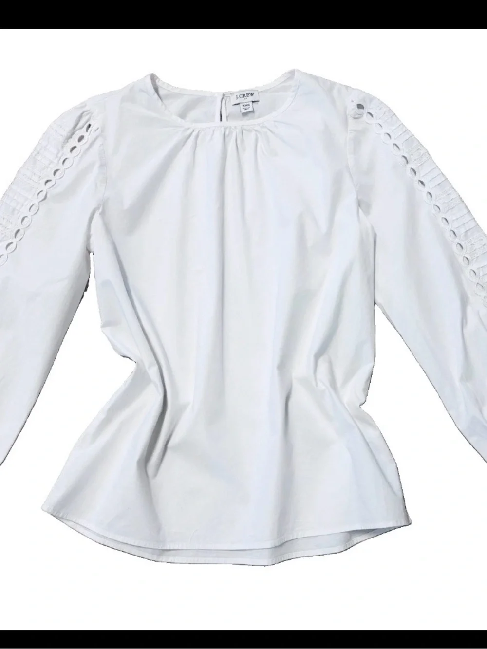 J. Crew White Cotton Poplin Puff-sleeve top Cut Out Sleeves XXS